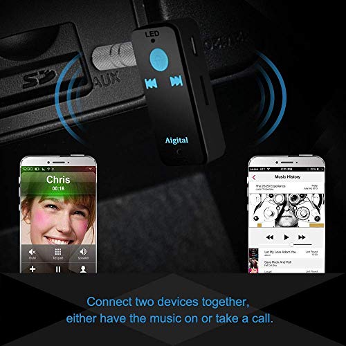 Bluetooth Aux Adapter Car Audio Receiver, Mini Wireless Audio Adapter Hands-Free Car Kit Music Streaming 3.5mm Stereo Output (Bluetooth 4.1, A2DP, 8H Play,TF/SD Card) for Home Car Sound System - Thumbnail 3