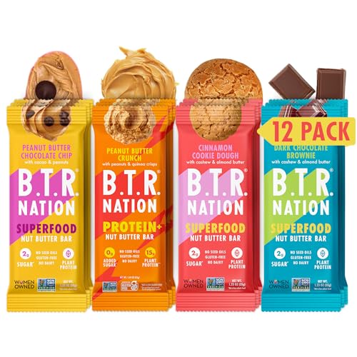 B.T.R Nation - Superfood Protein Bar Variety Pack - Vegan - 12 Bars