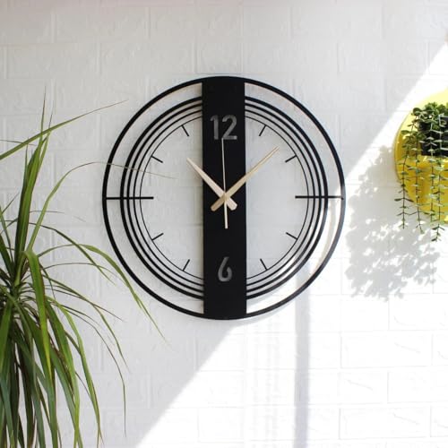 Image of Stylish Metal Analog Wall Clock for Living Room, Bedroom, Office, Kitchen, Home and Hall | Antique Fancy Big Size Modern Wall Watch for Home Decor (DA-178, 60CM)