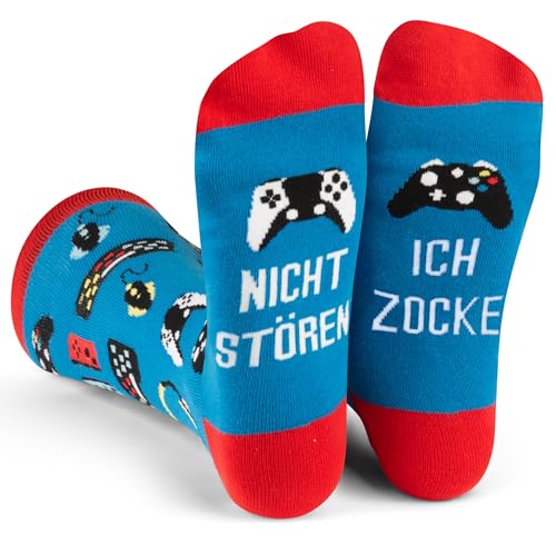 Nicht stören ich game gerade - Video Game Socken - Witzige Gamer Geschenke Unisex für Männer Frauen und Teenager