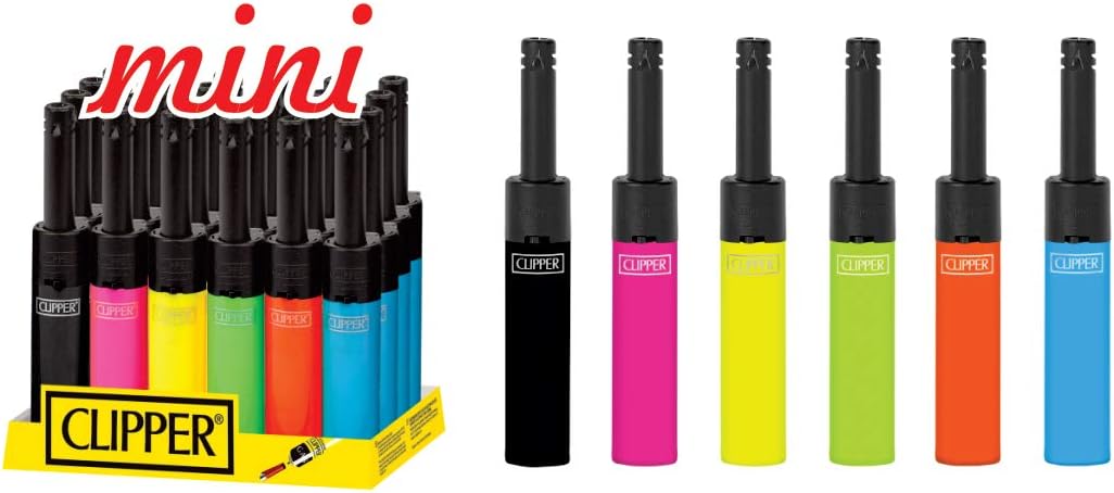 Clipper Mini Tube 5x, Electric Refillable, Soft Flame, Black, Hot Pink, Shocking Pink Lighters