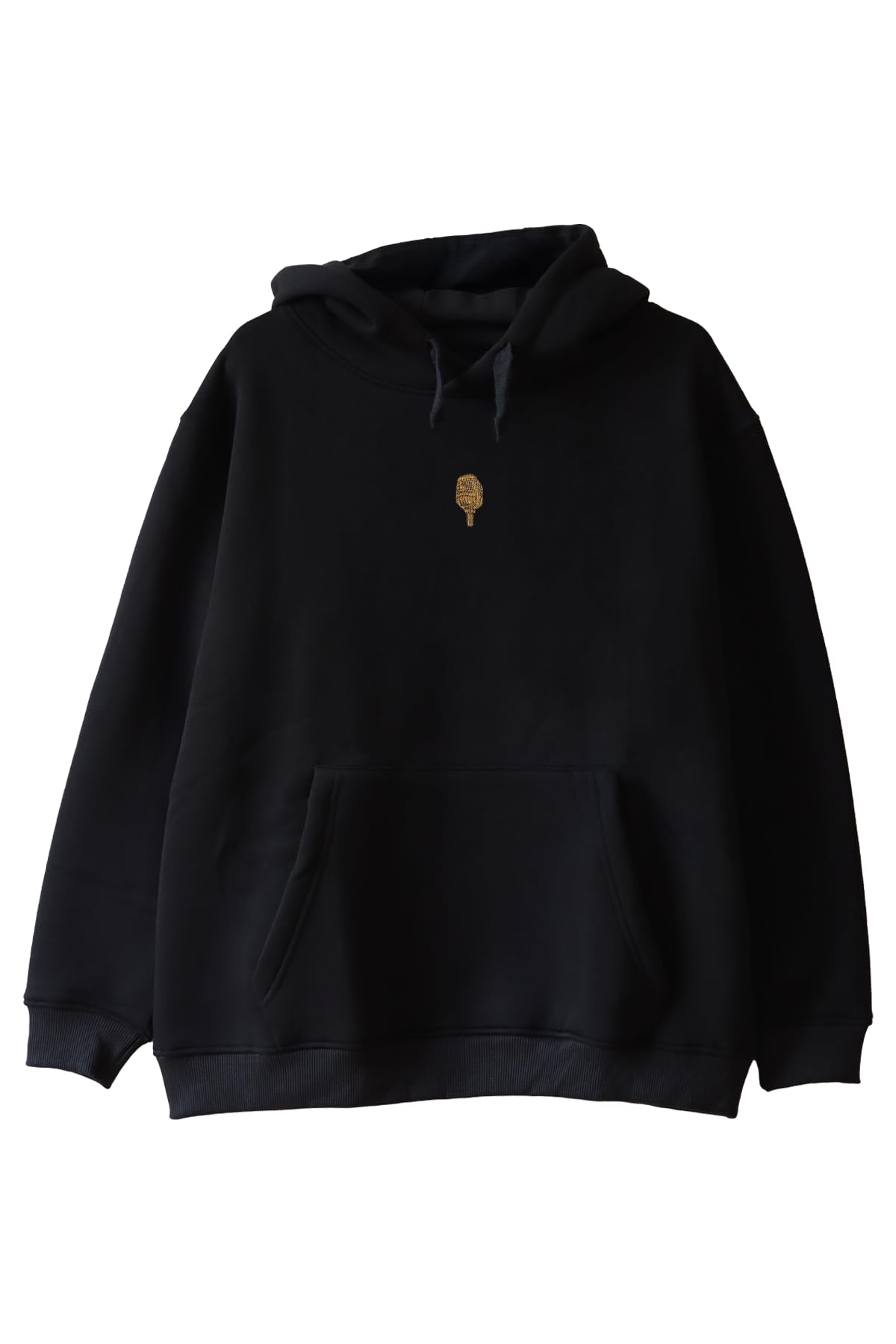 Altın Mikrofon İşlemeli Müzik Hoodie