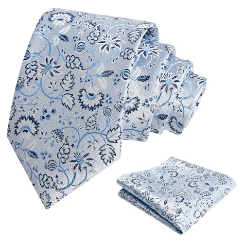 Image of Alizeal Mens 3.15inches Leaf Flower Pattern Tie Set | Floral Pattern Pocket Square Perfect for Fall Winter Business and Holiday Events