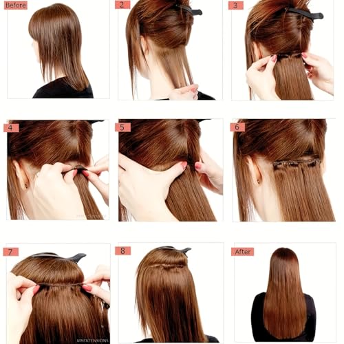 Image of Set of 1 Synthetic Curly Wavy 24Inchs 5ClipsBased Lightweight Synthetic Hair extension for Women (Natural Brown)