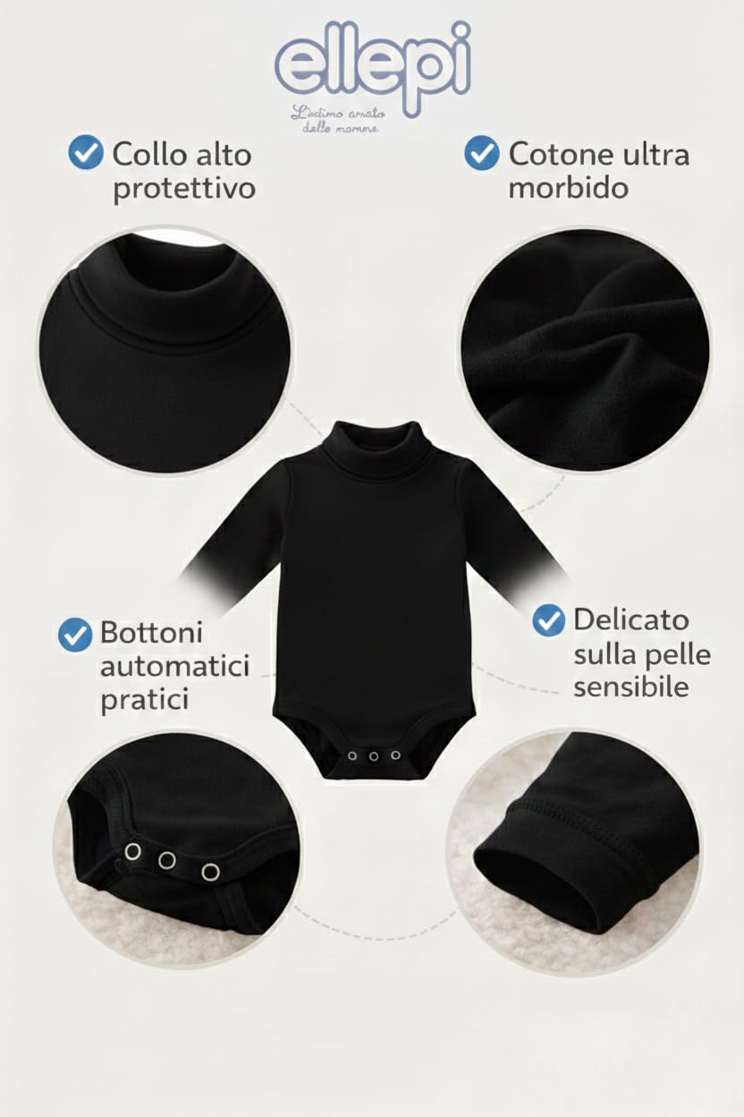 Ellepi Body Lupetto Neonato e Bambino – Caldo Cotone per l’Inverno
