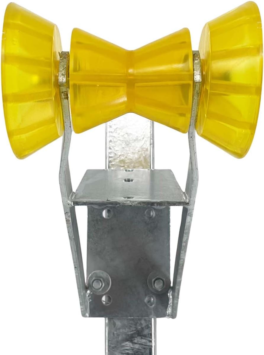 Sturdy Built Boat Trailer Winch Seat with Yellow PVC Roller and Bells for 2 inch and 3 inch Winch Posts, 27004