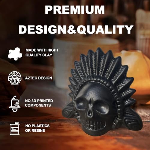 Authentic Aztec Death Whistle, Up to 125+ Decibels Screams Creepy Human Sounding Whistle for Halloween, Unique Skull Design (Black)