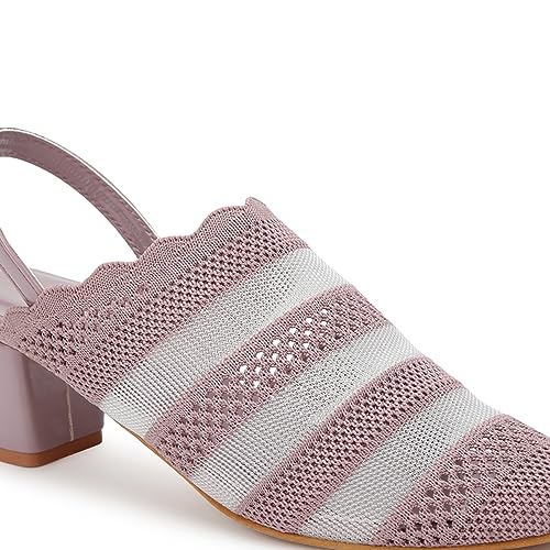 Image of Marc Loire Women's Knitted Round Toe Block Heel Mules for Casual and Formal Wear