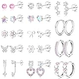 ADRAMATA 14 Pares Pendientes Acero Inoxidable Mujer Piercing Oreja Aros Plata Oro Hipoalergenicos Pendientes Dorados Mujer Piercing Tragus Helix Cartílago para Niña