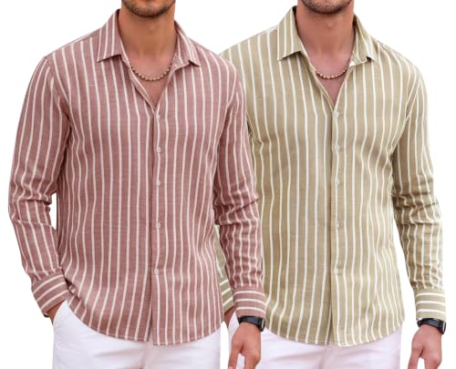 Image of Zombom Men's Regular Fit Vertical Striped Casual Shirt | Full Sleeve Cotton Blend Shirt for Men | Slim Fit Stylish Party