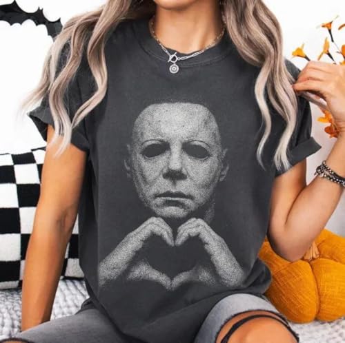 Bellelement Funny Myers Hand Heart T-Shirt Halloween Horror Movie Shirt3