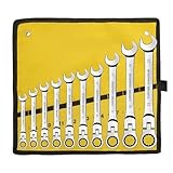 YFDGD Ratschenschlüsselsatz Mit Flexiblem Kopf, Metrische Ratschen-Maulschlüssel, Cr-V-Getriebeschlüsselsatz, Autoschlüsselschlüssel, Reparaturwerkzeugsatz Effizienz Präzision(10PCS)