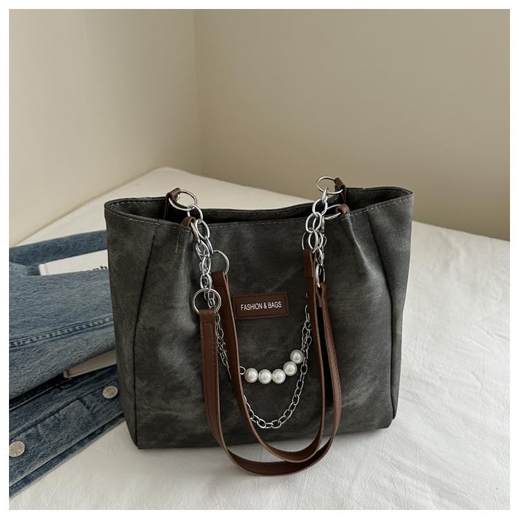 Bolso de lona grande retro para mujer, tipo bandolera y hobo miniatura 3