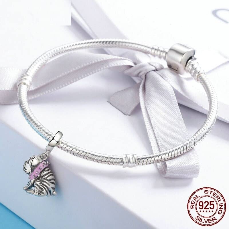 Abalorios de Plata de Ley 925 con Perro Inglés para Pulseras Joyería DIY 2