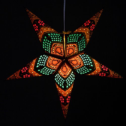 Image of Honeycomb Yellow Paper Star Lantern with 12 Foot Power Cord Included