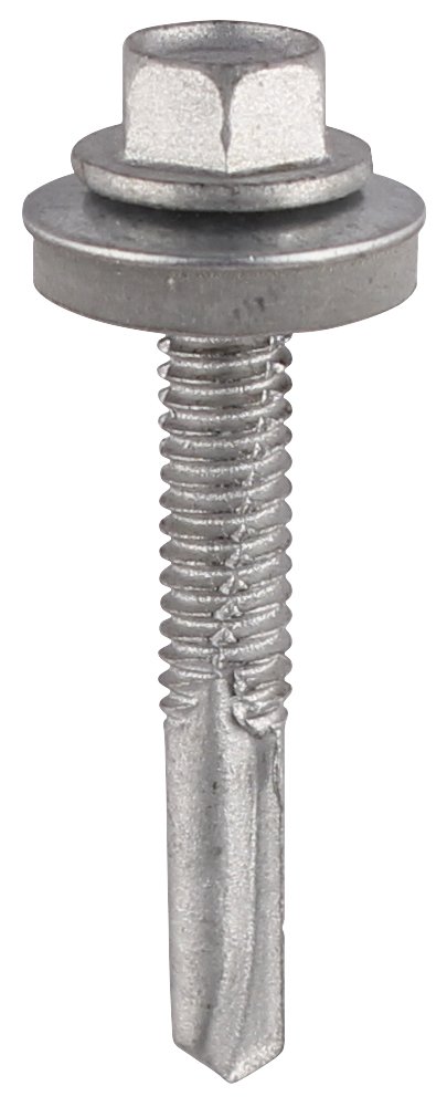 TIMCO No.5 Hex Self-Drilling Screw - 5.5 x 38 and M16 Washer - Silver - Bag of 100