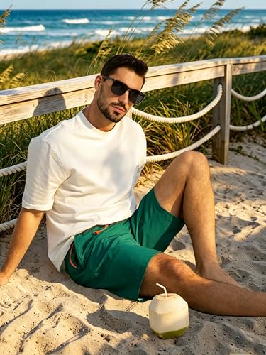 Arcweg Men's Swim Trunks with Compression Liner and Zipper Pockets Quick Dry Bathing Suit Board Swimming Shorts Turquoise — view 3