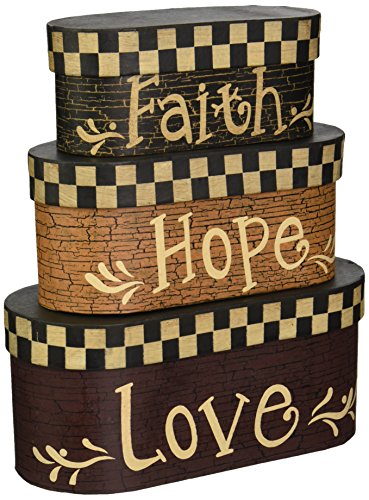 Your Hearts Delight Faith Hope Love Nesting Boxes, 7-1/2 by 3-1/2-Inch