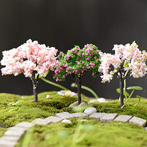 LC-Tools 3Pcs Mini Cherry Blossoms Miniature Landscape Bonsai Ornament Dollhouse Decor - 3pcs