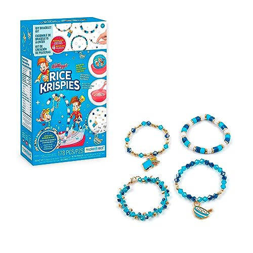 Make It Real: Kellogg's Cerealsly Cute - Rice Krispies - DIY Bracelet Kit, 178 pcs, Snap-Crackle-Pop Charms, Create 4 Cereal Themed Bracelets, Tweens, Girls & Kids Ages 8+