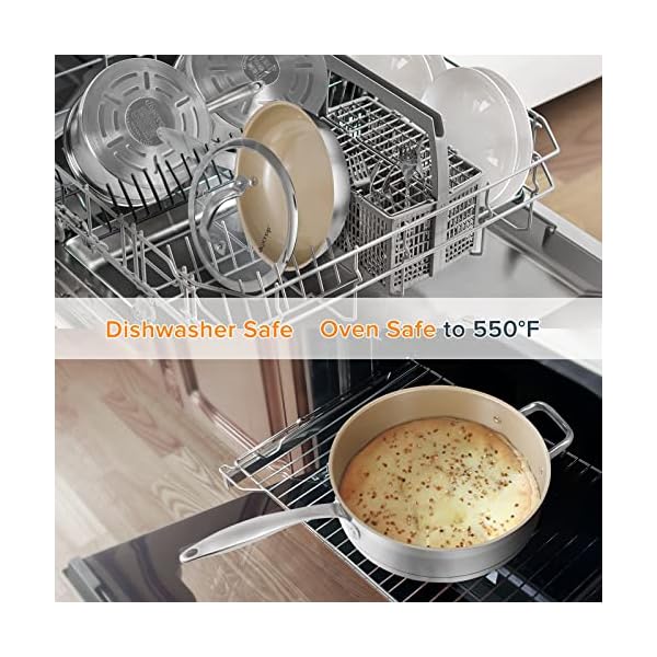 Duxtop 17pc professional stainless steel induction cookware set stainless steel ceramic nonstick pan set impact bonded technology fusion titanium reinforced ceramic coating brown  urban country home decor