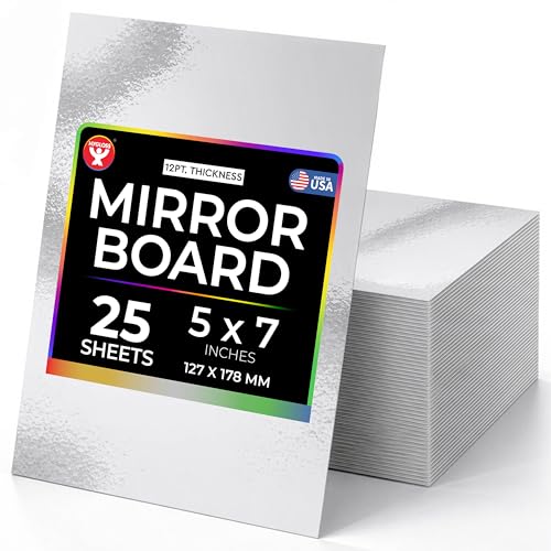 Hygloss 25 Mirror Board Sheets for Arts and Crafts, 5 x 7-Inch, Metallic Silver Cardstock Paper, for Card Making, Weddings, Scrapbooks, Bulk Pack for Classroom, Office and Home Projects