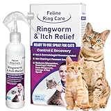Feline Ring Care | Control & Help with Cat Ringworm, Mange, Dermatitis, Dog Paw Yeast. Also Works on Dogs, Hamsters, Guinea Pigs, Rabbits, etc. 8 oz Ready to Use Spray for Cats and Itch Relief