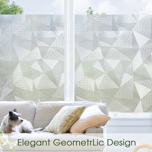 Masacoro WINDOW PRIVACY FILM GEOMETRIC FROSTED Window Privacy Film Frosted Glass Window Film 3D Geometric Bathroom Frosting Decorative Static Cling Anti Uv Sun Blocking Heat Control thumb #5