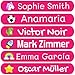 Produktbild 50 Personalisierte Namensaufkleber für Kinder. Klebeetiketten zum Beschriften von Schule, Kindergarten, Büchern, Spielzeug, Tupper. Wasserdichte Etiketten 6x1 cm