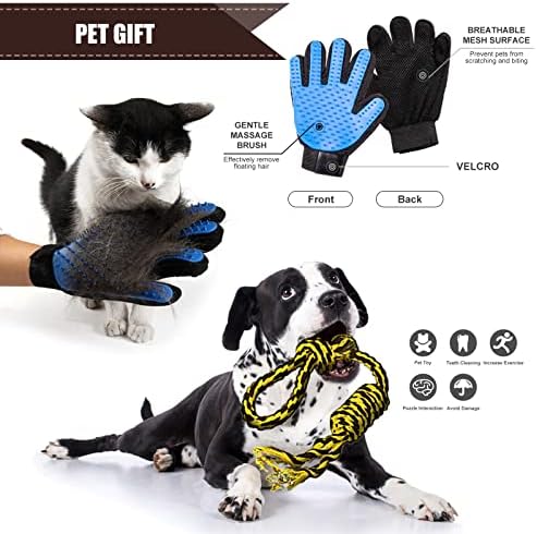 ZNM Dog Steps for Sofa and Bed, 3-Steps Removable Dog Stairs, Non-slip Pet Stairs for Small Dogs and Cats, Plastic Pet Ladder with Washable Plush Cover, Send Pet Glove & Rope Toy