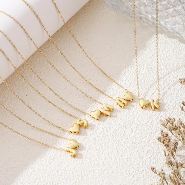 Initial Necklace for Women Teen - 14K Gold Plated A-Z Heart Initial Necklaces for Women Tiny Heart Necklace Jewelry for Wome Birthday Personalized Valentine's Day Gifts Trend Stocking Stuffers for Teen - Image 7
