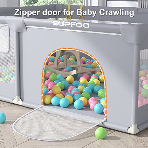 Supfoo Baby Playpen,Playpen For Babies And Toddlers Thickened Sponges Ensure Safety,Play Yard For Baby With Storage Bag & Anti-Slip Base,Sturdy Safety Kids Activity Center (Size 47"X47"X27") #TOP3