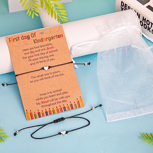 Image of Back to School Supplies, First Day of Kindergarten Bracelet, Back to School Bracelet Mommy and Me, Prek Matching Wish Bracelets Set, Adjustable Bracelet for Boys Girls Gifts Stuff Bulk