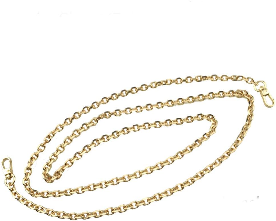 HAHIYO Mini Pochette Purse Chain Strap Thin Wide 6mm for LV Length 51.2 inches Thick 2mm Shiny Gold for Shoulder Cross Body Sling Handbag Wallet Clutch Comfortable Flat Metal Strap 1 Pack