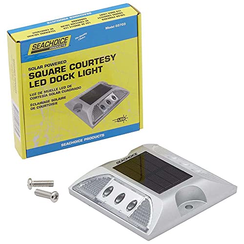 Seachoice Dock Light, Solar, Square LED, for Boats/Driveways/Stairs/Pathways