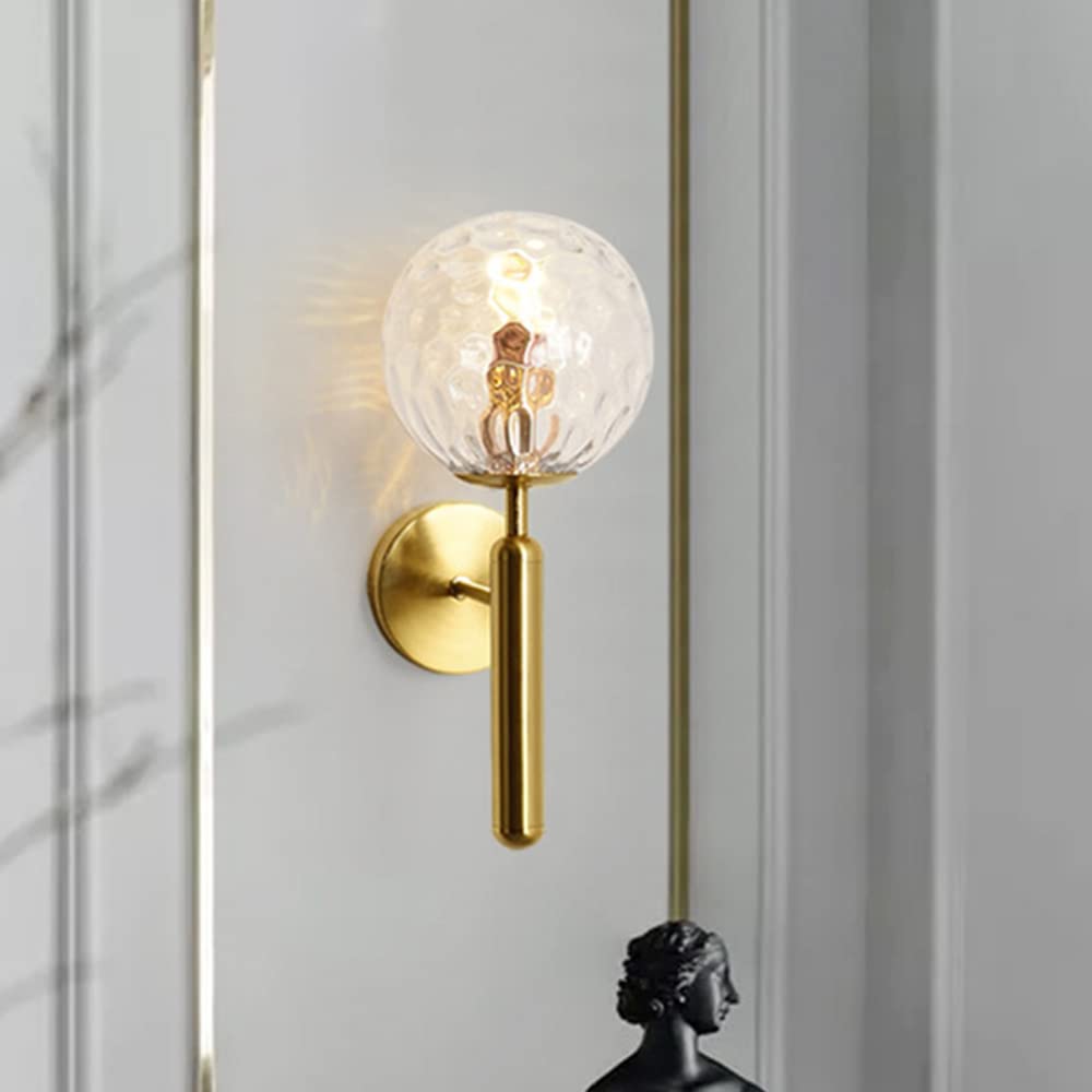Mengjay E27 Modern Wall Light LED Ball Wall Lamp Mirror Lamp Glass Ball LED Wall Lights Modern Wall Lamp Indoor Metal Stainless Steel Bracket, Wall Lights Living Room, Bedroom. (B)