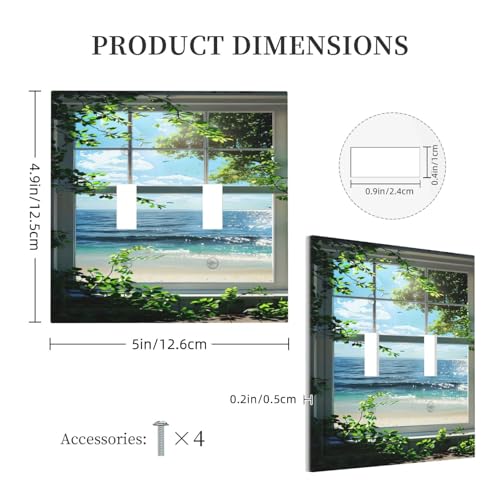 Decorative Switch Covers Plate Window Beach Seascape View Green Leaves 2 Gang Wall Plate Oversized Double Toggle Light Switch Plate Wall Cover Plate Faceplate for Bedroom Home Decor