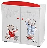 Die Schrankeinteilung beinhaltet eine Kleiderstange für die Puppenkleider und eine Ablage für das Babypuppenzubehör.