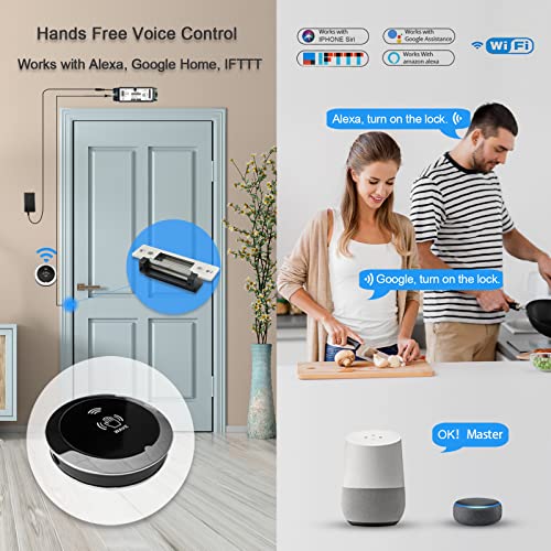 Olideauto-Door-Entry-Locking-SystemCompatible-with-AlexaGooglePhone-AppHand-Free-Door-Access-Control-KitSmart-WiFi-Built-in-ReceiverElectric-StrikeTouchless-Wave-Hand-SensorFoB-Keys