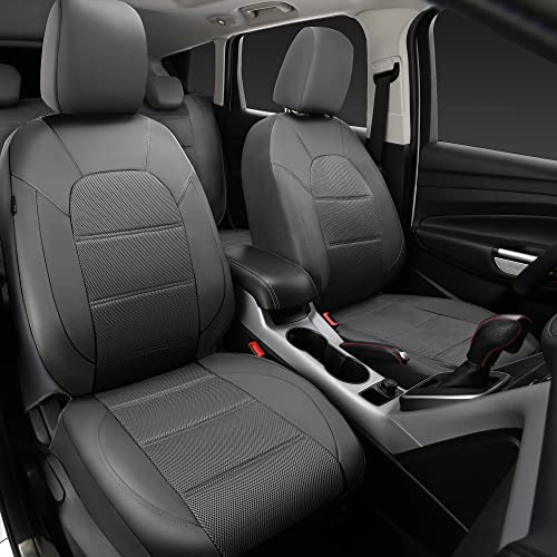 Car Pass Leather Seat Covers,Automotive Universal Sport Car Seat Cover Super 5Mm Composite Sponge Inside,Airbag Compatible Fits Most Cars, Suvs, Trucks, And Vans (Full Set, Grey) #TOP1