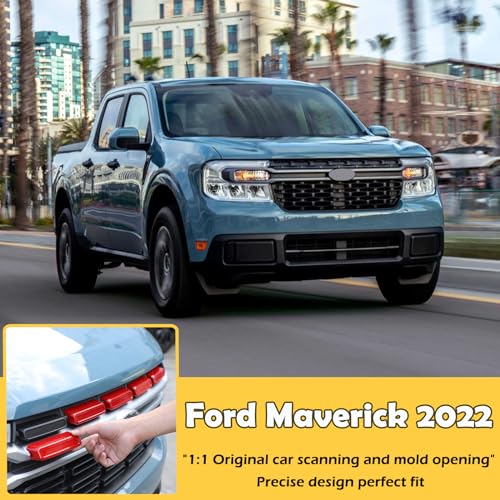 Image of Front Bumper Grille Cover Compatible with Ford Maverick 2022 2023, Car Air Inlet Vent Grille Cover, Grill Grille Inserts Trim Cover (Sport Red)