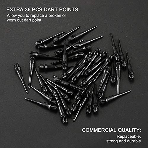 Accmor 12-Pack Soft Tip Darts Set with 36 Replacement Tips for Electronic Dartboards
