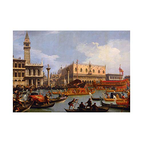 Wee Blue Coo Painting Cityscape Venice Canaletto Bucentaur Return Pier Wall Art Print