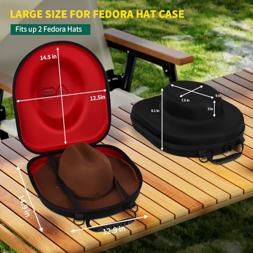 Anysiny Hat Box for Travel-Crush Proof Hat Travel Case for Fedora Hats Holder Storage Box Organizer Cap Carrier with Adjustable Carry Strap - Thumbnail 3