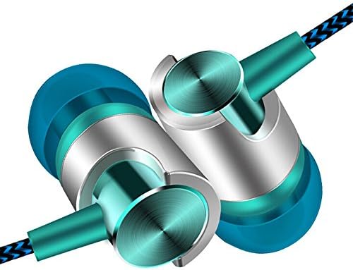 Universal 3.5mm in-Ear Stereo Wired Earbuds Earphone with 1.2M Knitted Cable,Built-in Hands-Free Microphone (Blue)