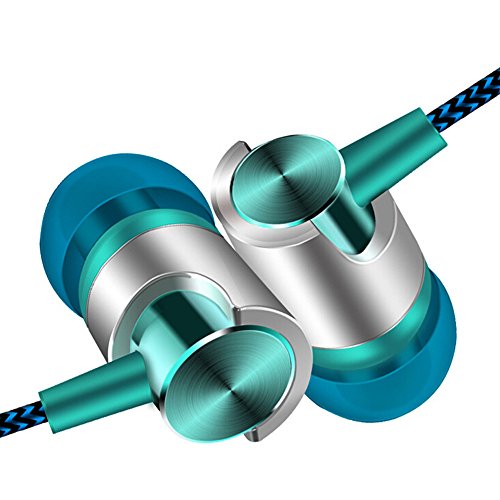 Universal 3.5Mm In-Ear Stereo Wired Earbuds Earphone With 1.2M Knitted Cable,Built-In Hands-Free Microphone (Blue) #TOP2