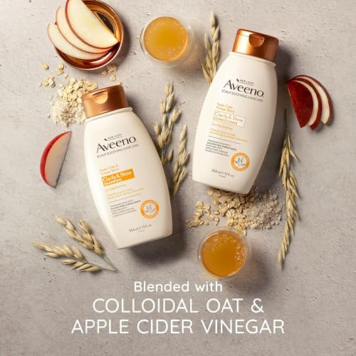 Aveeno Apple Cider Vinegar Sulfate-Free Conditioner for Balance & High Shine, Daily Moisturizing & Scalp Soothing Conditioner for Oily or Dull Hair, Paraben & Dye-Free, 12oz (Pack of 2) - image 8