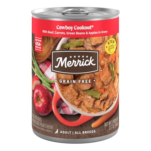 Merrick Grain Free Wet Dog Food, Premium And Wholesome Gluten Free Canned Adult Dog Food, Cowboy Cookout - (Pack of 12) 12.7 oz. Cans