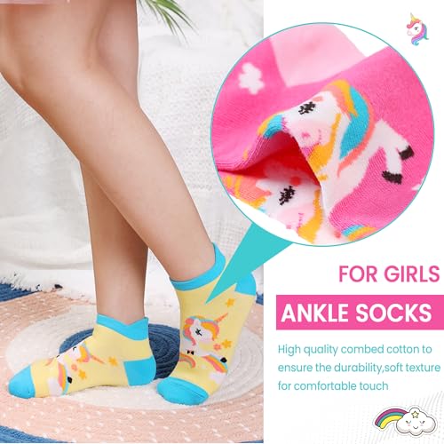 Image of WEVIAS Kids Girls Socks Unicorn Ankle Funny Cartoon Low Cut Cotton Cute Novelty Fashion Toddler No Show Silly Socks 6 Pairs