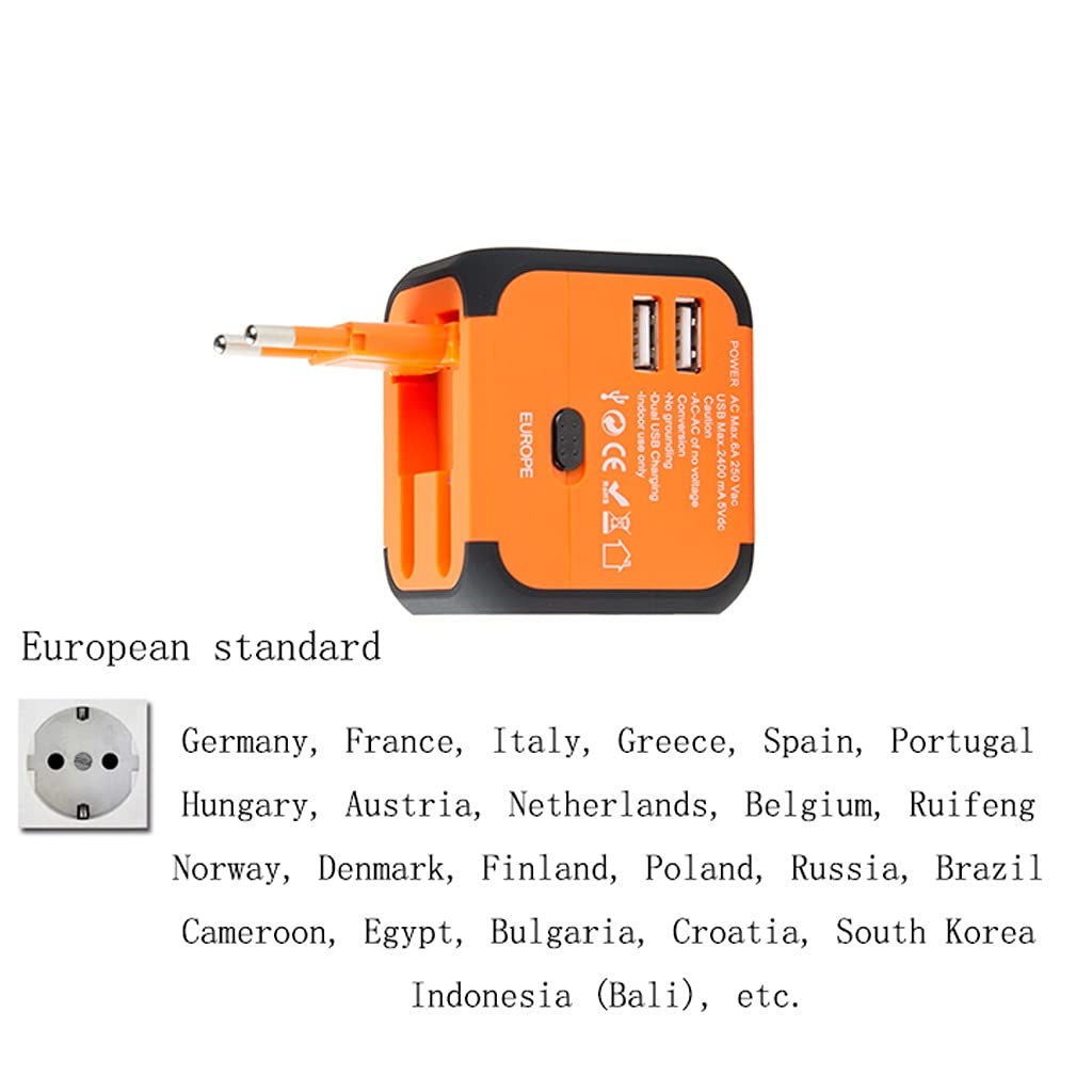 Przenośne podróże Międzynarodowy Gniazdo Konwersji do ładowania, Międzynarodowy Adapter do podróży, Adapter podróży z 2 Usb. Ładowarka (Color : A)